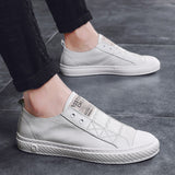 Aidase Men Genuine Leather Casual White Shoes Mens Summer Slip on Lazy Shoe  Fashion Breathable Comfortable Cowhide Flats Loafers aidase-shop