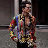 Ethnic Printed Shirt Men Hawaiian Button Long-sleeved Digital Shirt for Men Casual Holiday Streetwear Vintage S-2XL  Spring aidase-shop