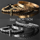 Aidase  Luxury Roman Royal Crown Charm Bracelet Men Stainless Steel Geometry Pulseiras Men Open Adjustable Bracelets Couple Jewelry Gift aidase-shop