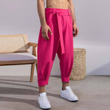 Men's Baggy Pants Casual Streetwear Belt High Quality Pure Color Joggers Fashion Harem Pants aidase-shop