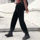 Aidase New  Autumn Corduroy Cargo Pants Elastic Waist Vintage Harajuku Korean Casual Trousers Female 90s Streetwear aidase-shop