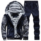 Tracksuit Men Sporting Fleece Thick Hooded Mens Jacket+Pant Warm Fur Inside Winter Sweatshirt Sets Men's Clothing Size M-5XL aidase-shop