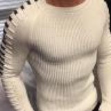 Modern Men Knitted Sweater Patchwork Round Neck Slim Warm Keeping Top Winter Men Pullover Sweaters aidase-shop