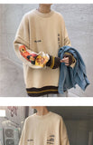 Aidase  Men Fashion Clothing Winter Warm Mens Sweaters Khaki Pullovers Streetwear Korean Retro Casual Loose Hip Hop Paint Knit Sweater aidase-shop