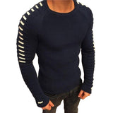 Modern Men Knitted Sweater Patchwork Round Neck Slim Warm Keeping Top Winter Men Pullover Sweaters aidase-shop