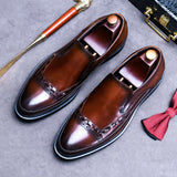 Men Summer New British Style Shoes Wedding Shoes Handmade Leather Shoes Mens Black Casual Increase British Lace-Up Oxfrods aidase-shop