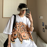 Aidase  Men T Shirt Graffiti Letter O-neck Male Cotton T-shirt Thin Summer Causal Tshirts Fashion Daily Half Sleeve Loose Tees M-5XL aidase-shop