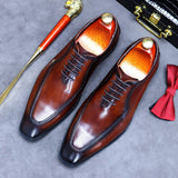 New Business Casual Leather Shoes Men Korean Version Trend Tooling Shoes British Work Leather Shoe Mens Lace-Up Oxfords aidase-shop