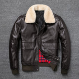 Aidase  Air Force Flight Jacket Fur Collar Genuine Top Layer Cow Leather Jacket Men Black Brown Cow Coat Men's Winter Jacket aidase-shop