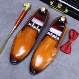 Men's Genuine Leather Casual Shoes Male Cowide Leather British Hand-Stitched Polished Business Dress Shoes Fashion Oxfords aidase-shop