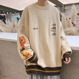 Aidase  Men Fashion Clothing Winter Warm Mens Sweaters Khaki Pullovers Streetwear Korean Retro Casual Loose Hip Hop Paint Knit Sweater aidase-shop