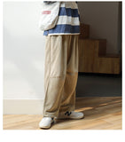 Men Corduroy Harajuku Wide Leg Pants Overalls Mens Japanese Streetwear Sweatpants Male Korean Casual Joggers Pants aidase-shop