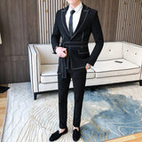 Aidase Spring New Suit Men Single Button Mens Slim Fit Suits with Pant Casual Stage Wedding Dress Belt Prom Tuxedo Costume Homme aidase-shop