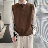 New Men's Sweater Slim Sleeveless Vest Top Autumn Winter Casual Solid Color Waistcoat V Neck Knit Pullover Plus Size M-2XL aidase-shop