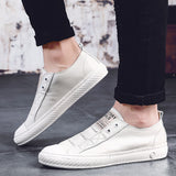 Aidase Men Genuine Leather Casual White Shoes Mens Summer Slip on Lazy Shoe  Fashion Breathable Comfortable Cowhide Flats Loafers aidase-shop