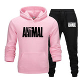 Aidase Mens Autumn Winter Animal Print Sweatshirt Tops Pants Sets Hoodies+Pants Jogging Sport Suit Track Running Two Sportswear aidase-shop