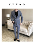 Aidase Spring New Suit Men Single Button Mens Slim Fit Suits with Pant Casual Stage Wedding Dress Belt Prom Tuxedo Costume Homme aidase-shop