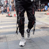 Aidase Joggers Cargo Pants for Men Casual Hip Hop Hit Color Pocket Male Trousers Sweatpants Streetwear Ribbons Techwear Pants aidase-shop