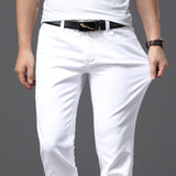 For four seasons comfortable white denim men jeans Fashion Casual Classic Style Slim Trousers Male Brand Advanced Stretch Pants aidase-shop