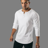 Men Polo Shirt Cotton Solid Color Long Sleeve T-shirt Man Casual Tee Sport Tops aidase-shop