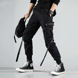 Aidase Joggers Cargo Pants for Men Casual Hip Hop Hit Color Pocket Male Trousers Sweatpants Streetwear Ribbons Techwear Pants aidase-shop