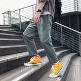 Aidase Simple Pants Men Casual Solid Loose All-match Large Size S-5XL Students Ankle Length Trousers Trendy Males Retro Ulzzang Popular aidase-shop