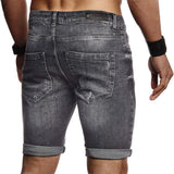 Men Denim Shorts Ripped Skin-friendly Polyester Summer Mens Short Pants Classic distressed ripped short jeans Streetwear 2021 aidase-shop