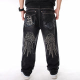 Aidase Man Loose Baggy Jeans Hiphop Skateboard Denim Pants Street Dance Hip Hop Rap Male Black Trouses Chinese Size 30-46 aidase-shop