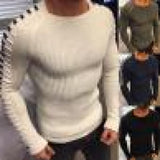 Modern Men Knitted Sweater Patchwork Round Neck Slim Warm Keeping Top Winter Men Pullover Sweaters aidase-shop