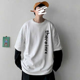 Aidase  Long Sleeve Fake Two-piece T Shirt Striped Big Shirts Men Clothing Men Fashion  New Oversized Tees Clothes Tshirt aidase-shop