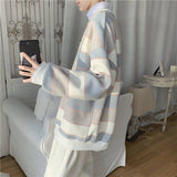 Long-sleeved striped T-shirt men's Korean loose hip hop top trend all-match handsome Hong Kong style O-neck casual sweatshirt aidase-shop