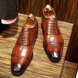 New Increased Style Leather Shoes Men's Classic Lace-up Shoes Gentleman Formal Wedding Top Layer Cowhide Shoe Oxfords aidase-shop