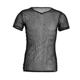 Mens Sexy Mesh See-Through Shirts Short Sleeve Nightclub Clubwear  Sheer Tank Vest  Tops Shirt Costume Fish Net t-Shirt aidase-shop