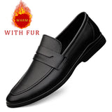 Black Genuine Leather Casual ShoesFor men Autumn Slip-on Loafers Soft Italian Style Flats Super Light Moccasins Plus Size 37-46 aidase-shop