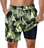 Mens Swimming Trunks with Compression Liner Stretch Mens Swimwear 2 in 1 Quick Dry Running Gym Swim Shorts for Men aidase-shop