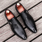 Mens Wedding Oxford Shoes Black Blue Genuine Leather Flat Dress Shoes Crocodile Pattern Summer Business Formal Loafers aidase-shop