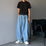 Japan Street Denim Pants Cityboy Loose Versatile Solid Wide Leg Jeans Men Women Retro Grunge Drop Feeling Vintage Denim Trousers aidase-shop