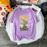 Summer short-sleeved t shirt Harajuku large size casual ulzzang Retro loose man's T-shirt cartoon Streetwear tees T-shirt tops aidase-shop