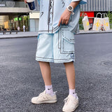 Men Cute Graffiti Sports Set Men Women's Summer Casual Workwear Ice Silk Short Sleeve T-shirt Shorts Two Piece Suits aidase-shop