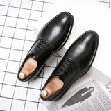 Oxfords Shoes for Men Brown Black Business Lace-up Pu Office  Brogue Dress Shoes Zapatos De Vestir Hombre Mens Shoes aidase-shop