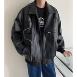 Korean Style Spring Solid Color PU Leather Men's Jackets Streetwear Casual Man Zipper Coats High Quality Windbreakers aidase-shop