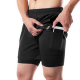 2-In-1 Men Cycling Running Shorts with Towel Loop Pockets Quick Dry Breathable Exercise Shorts for Training Gym Workout aidase-shop