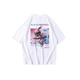 Aidase Hip Hop Tee Oversize T Shirt Streetwear Cartoon Letter Print T-Shirt Harajuku Cotton 2022 Summer Short Sleeve Tshirt Men aidase-shop