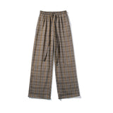 Spring Cotton Casual Pants Men Fashion Retro Oversized Plaid Pants Men Streetwear Loose Wide Leg Pants Mens Straight Trousers aidase-shop