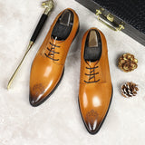 Summer New Men's Leather Shoes Non-slip British Style Handmade Leather Shoes Wedding Shoes Business Formal Dress 37-46 aidase-shop