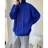 Winter Zipper Lapel Sweater Men Warm Fashion Casual Knitted Pullover Men Korean Loose Long Sleeve Sweater Mens Jumper Clothes aidase-shop