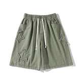 Star Patchwork Shorts Men Vintage Washed Denim Summer Basic Simple All-match Hot Sale High Waist Male Leisure Y2k Streetwear aidase-shop