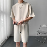 Summer Sets Men Fashion Oversized Casual Short Sleeved T-shirt/shorts Two-piece Men Korean Loose Sports Set Mens Short Sets