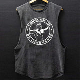 Gyming Training Fitness Mens Vest Loose O Neck Sleeveless Casual Tank Tops Spring Summer Fashion Pattern Printing Camisole aidase-shop