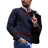 Autumn Europe America New Men's Clothes V-neck Warm Casual Pullovers Sweaters For Men Fashion Knitted Sweater Male Streetwear aidase-shop